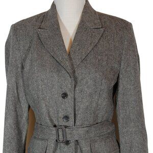 Covington Womens Brown Tweed Wool 3 Button Belt Jacket NWT - Size 6